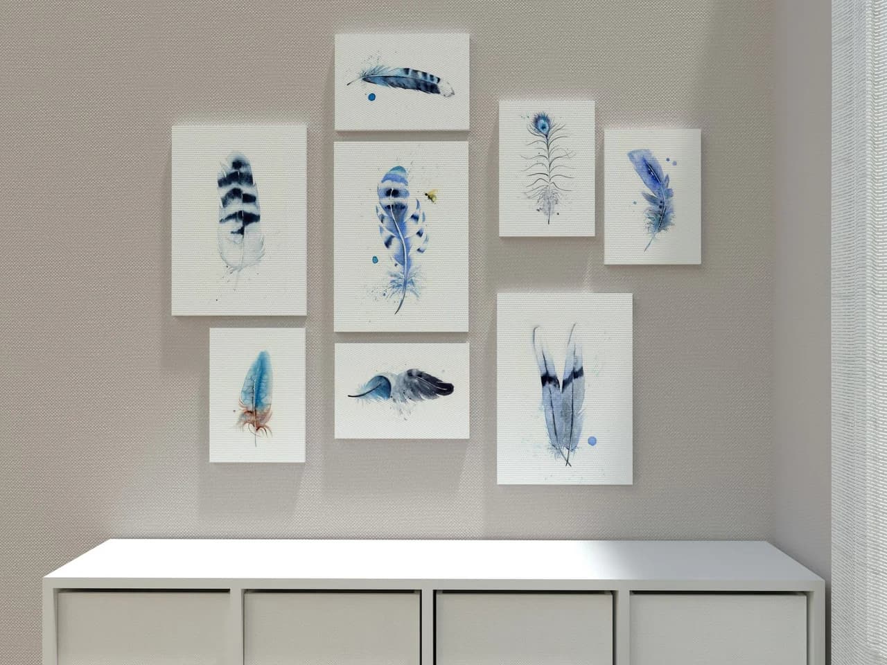 Two Doves shown in a room setting