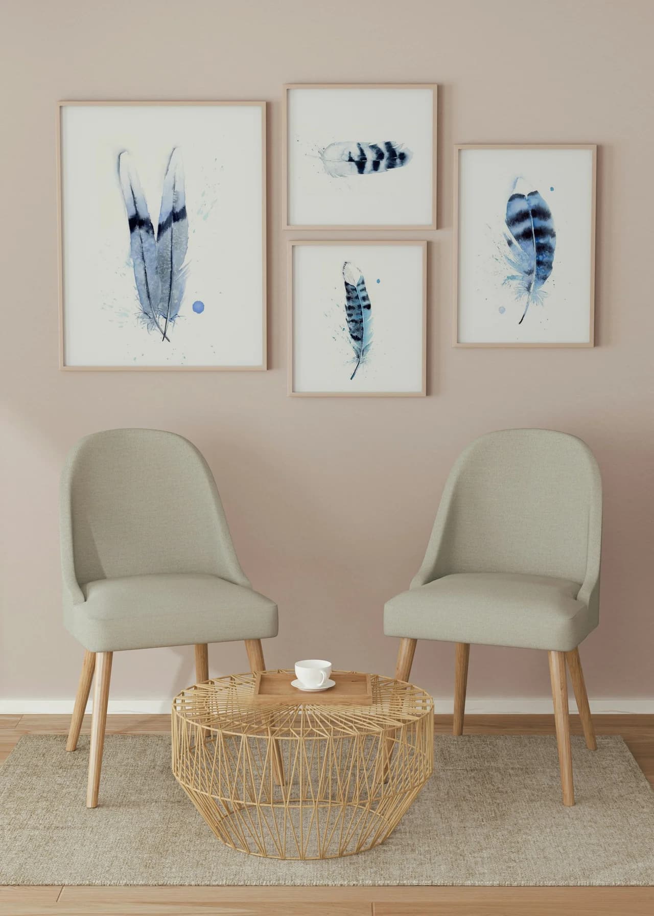 Two Doves shown in a room setting