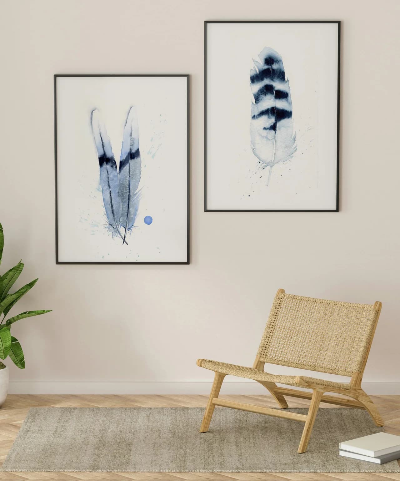 Two Doves shown in a room setting