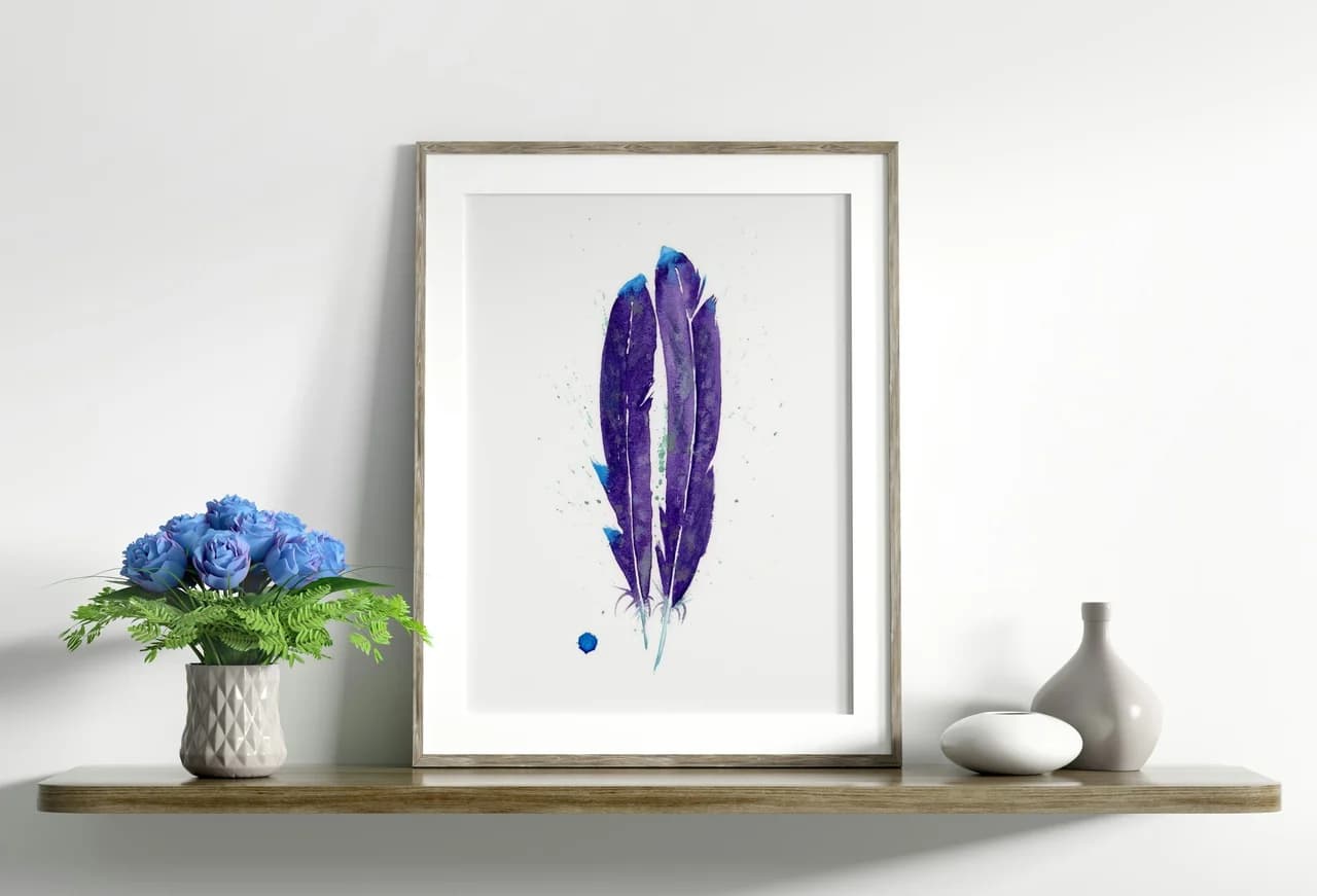 Violet-Tailed Sylph Hummingbird shown in a room setting
