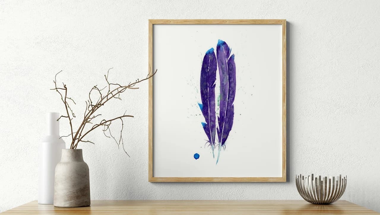 Violet-Tailed Sylph Hummingbird shown in a room setting