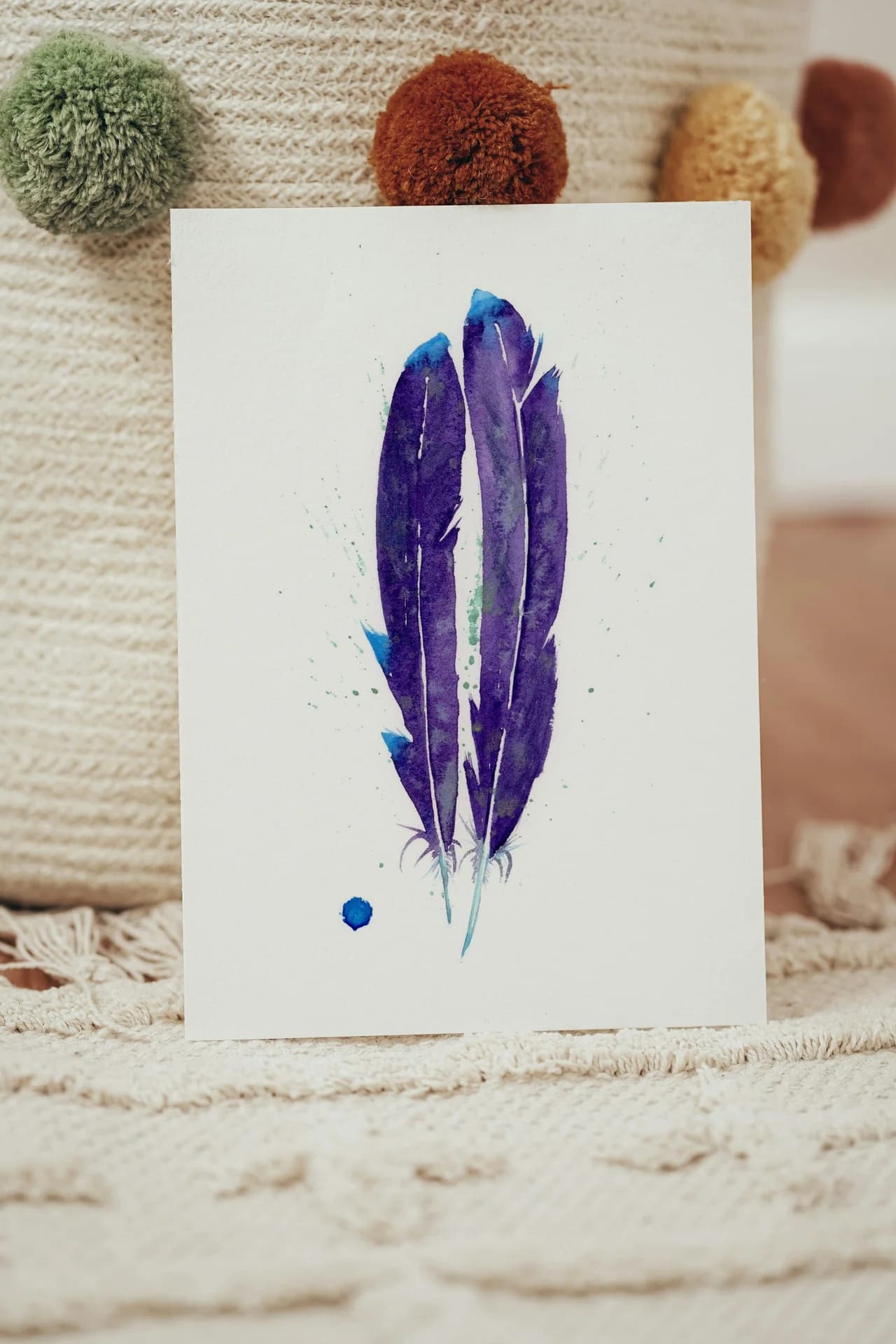 Violet-Tailed Sylph Hummingbird shown in a room setting
