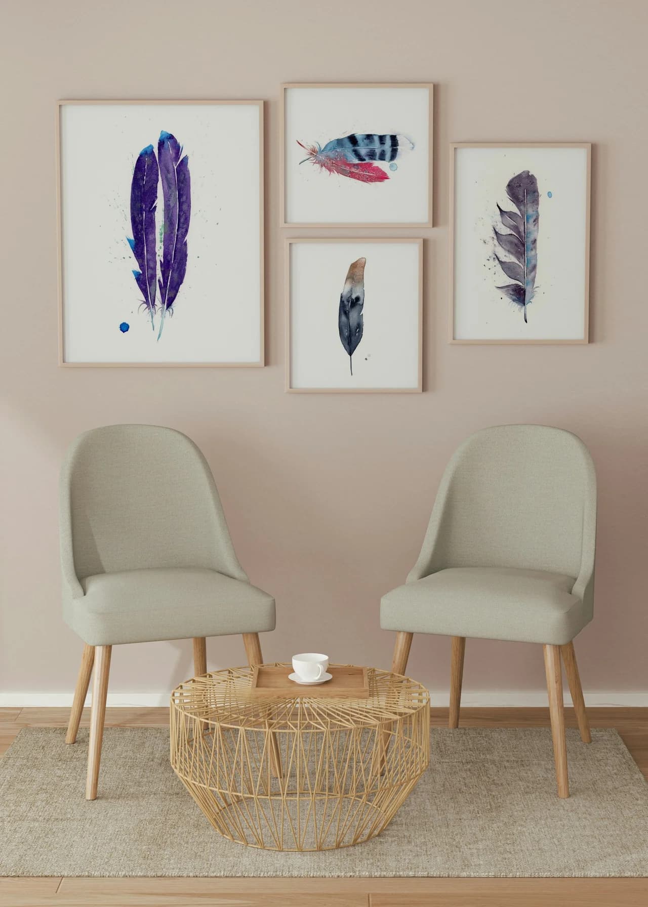 Violet-Tailed Sylph Hummingbird shown in a room setting