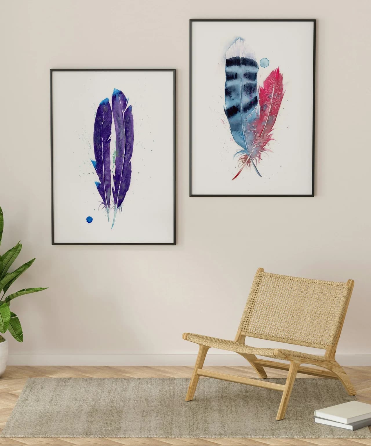 Violet-Tailed Sylph Hummingbird shown in a room setting