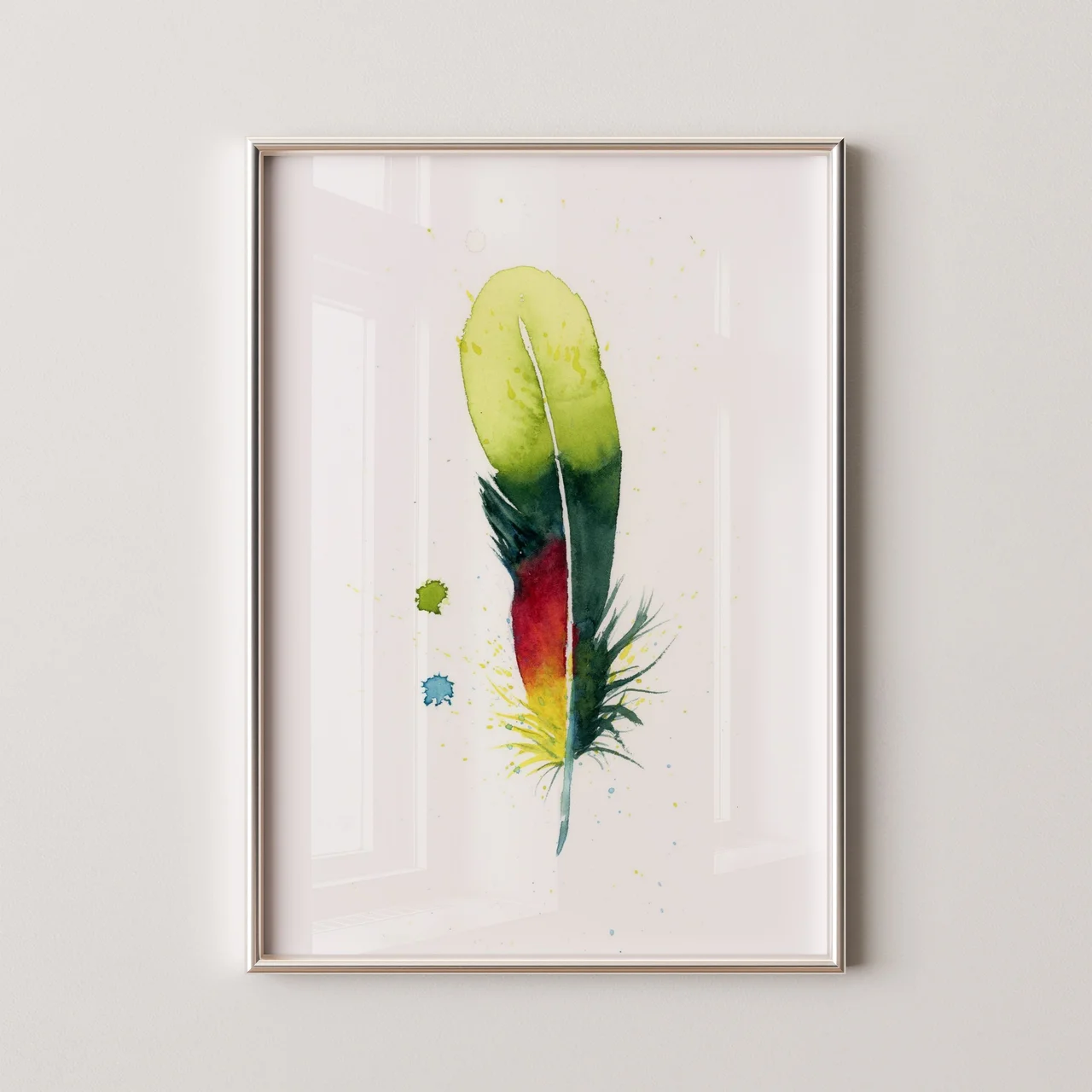 Scarlet Macaw shown in a room setting