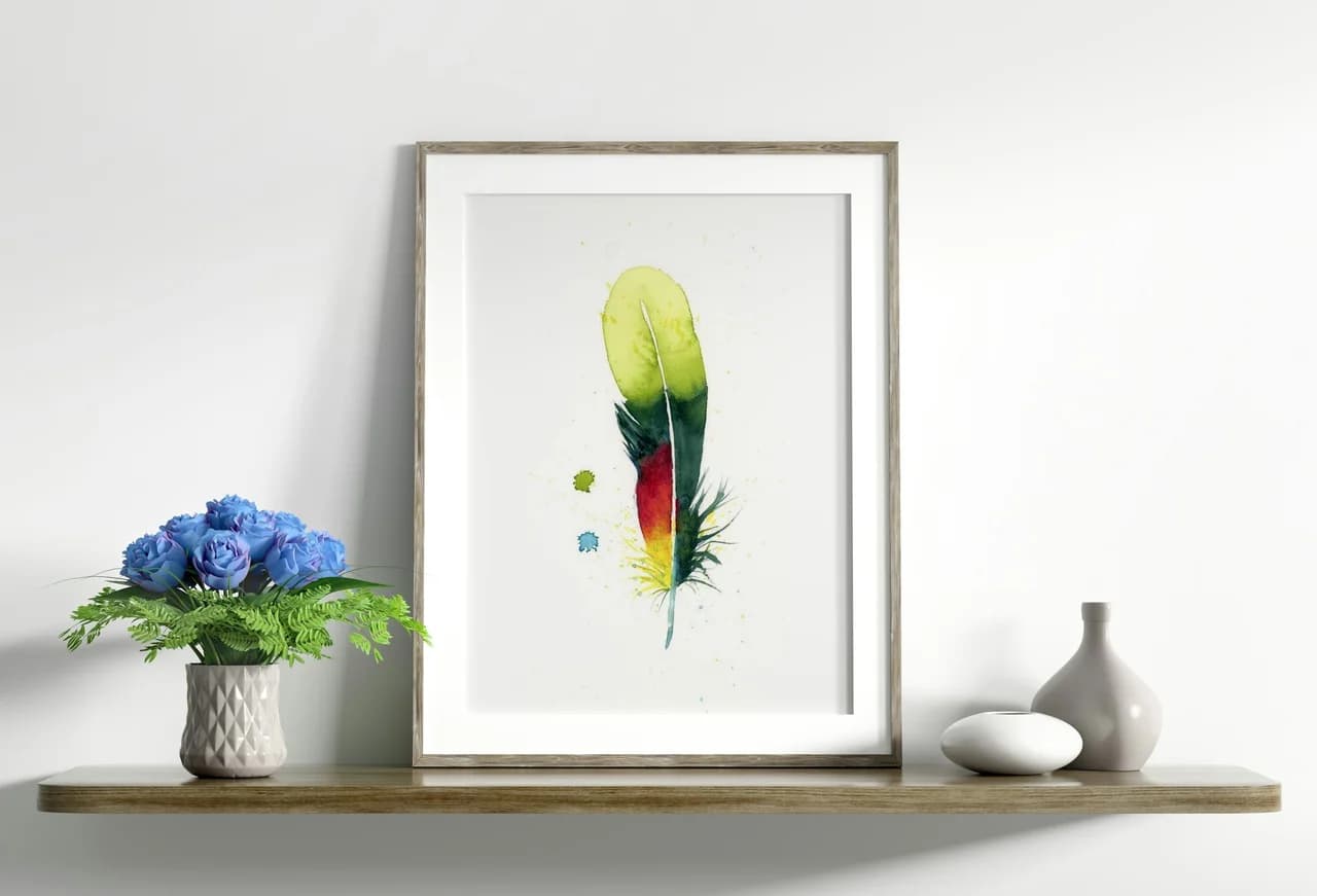 Scarlet Macaw shown in a room setting