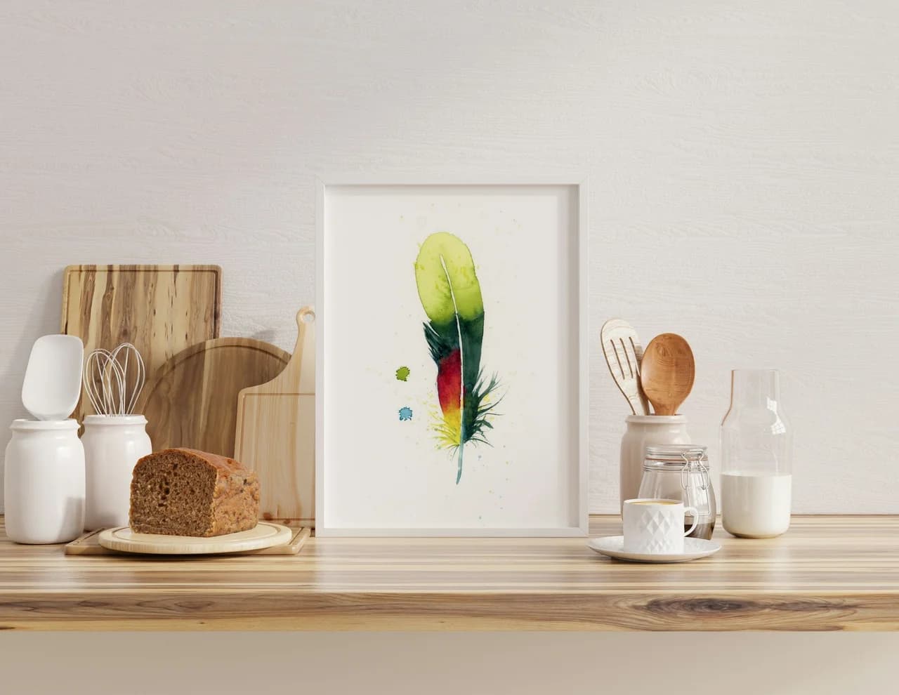 Scarlet Macaw shown in a room setting