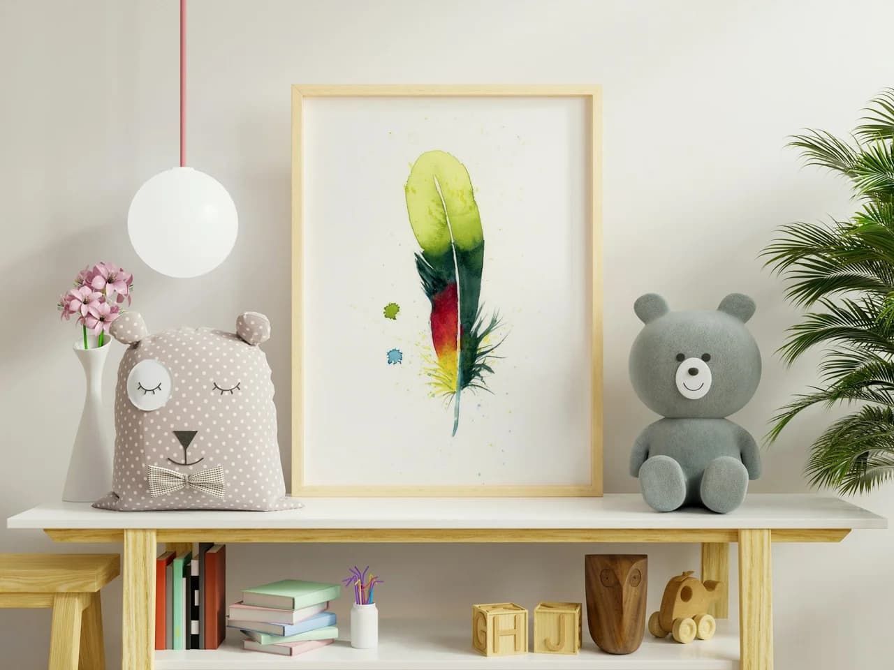 Scarlet Macaw shown in a room setting