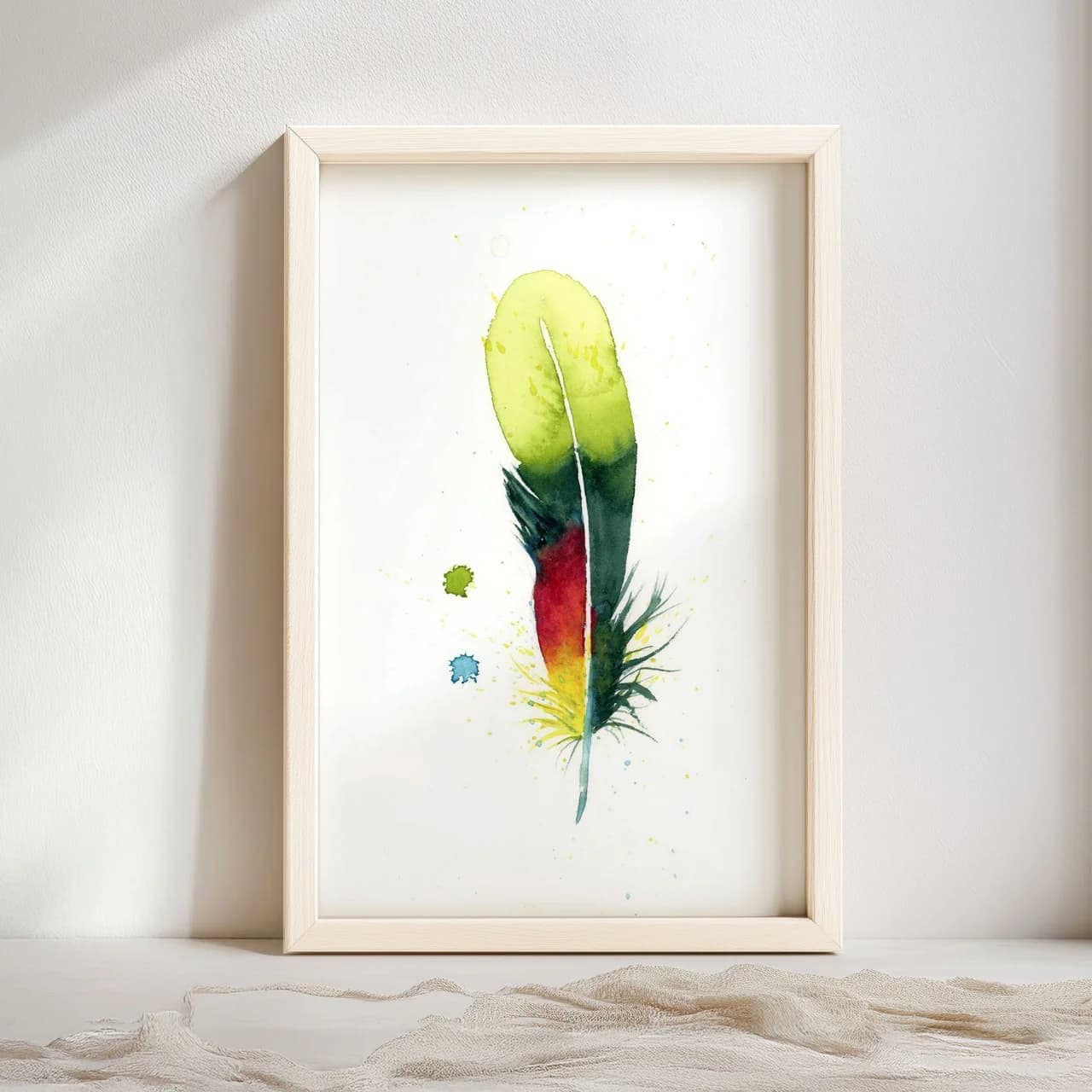 Scarlet Macaw shown in a room setting