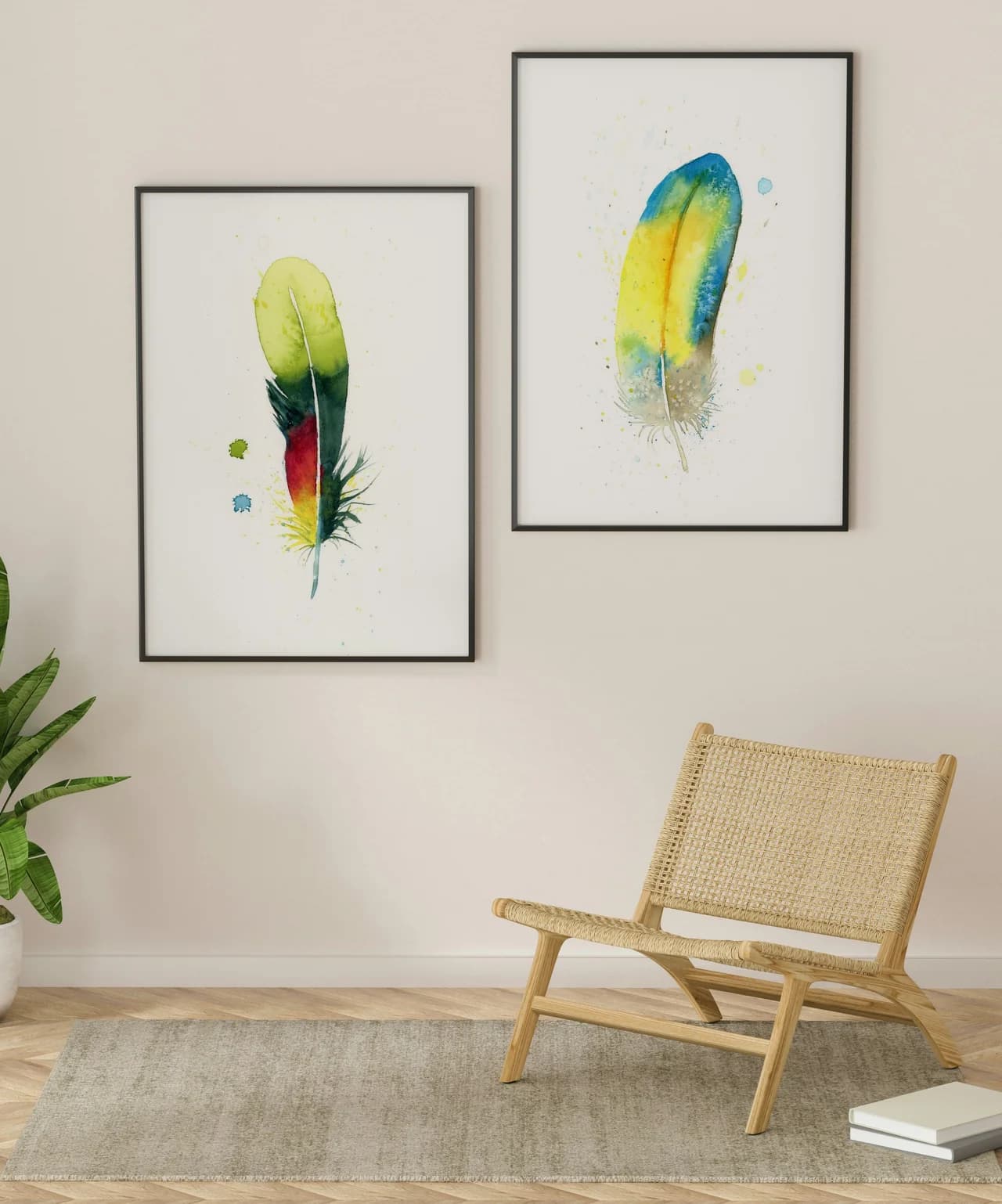 Scarlet Macaw shown in a room setting