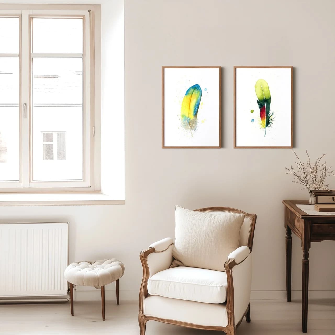 Scarlet Macaw shown in a room setting