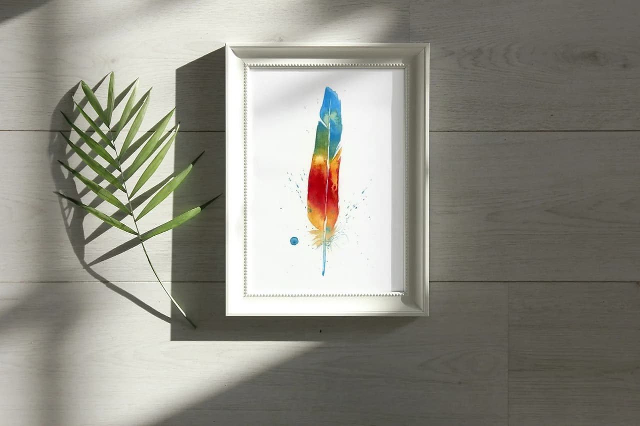 Macaw shown in a room setting