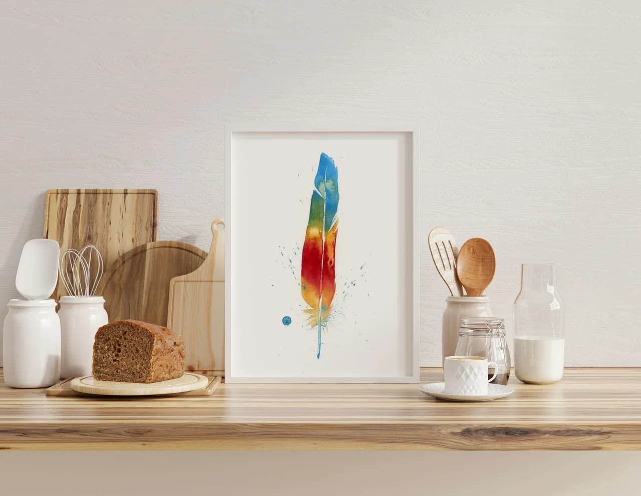 Macaw shown in a room setting