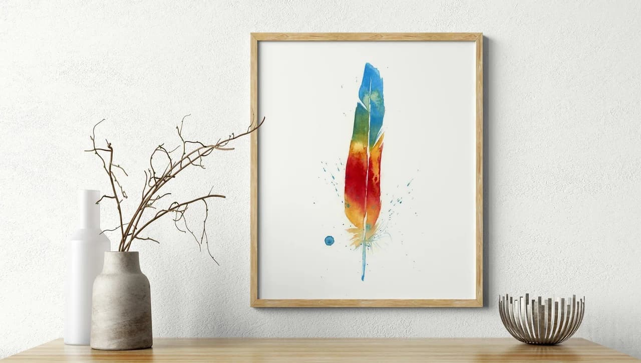 Macaw shown in a room setting