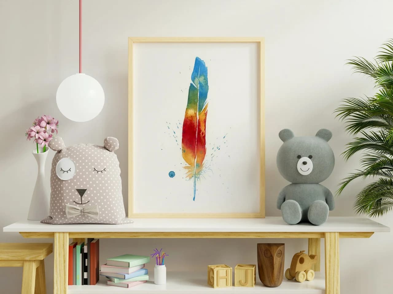 Macaw shown in a room setting