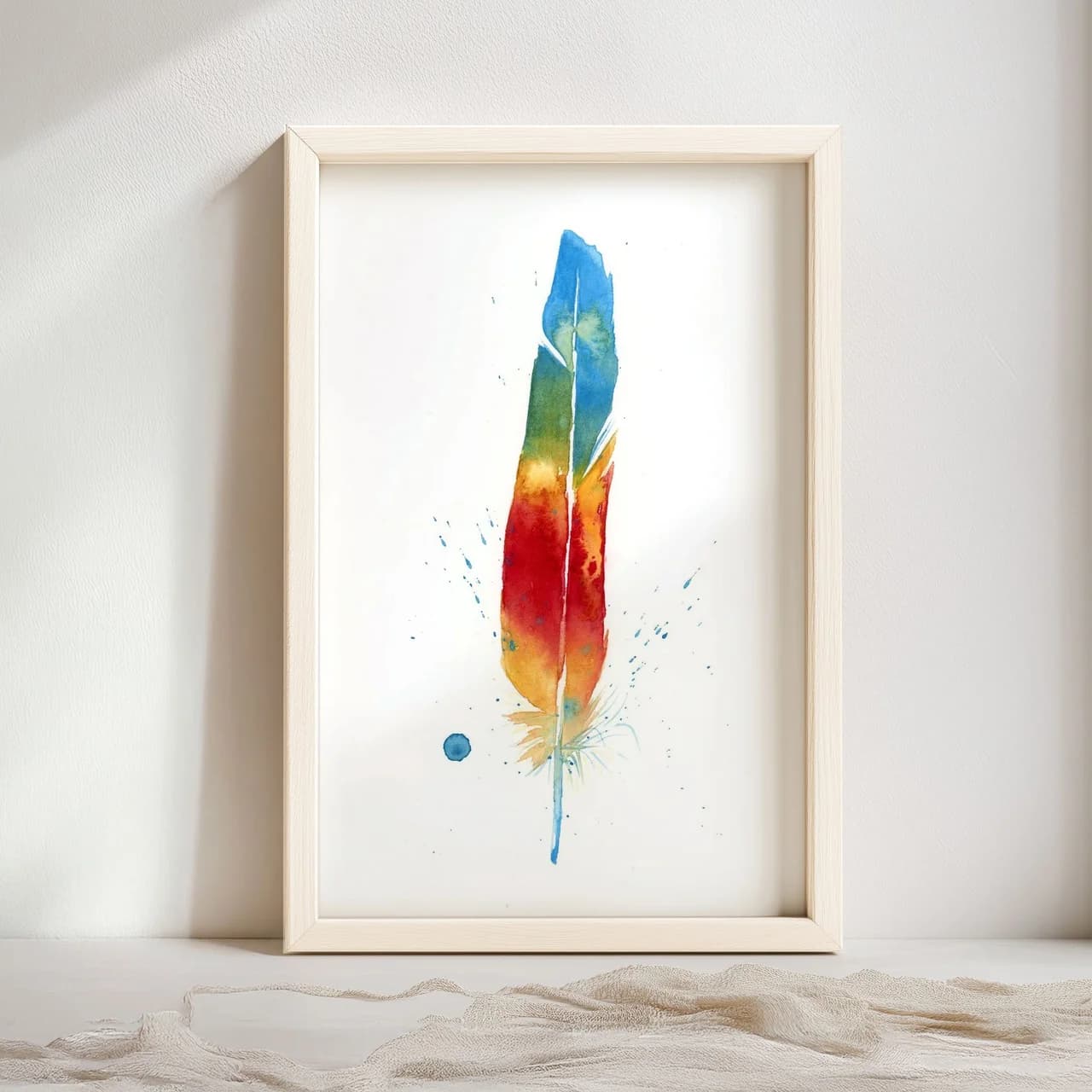 Macaw shown in a room setting