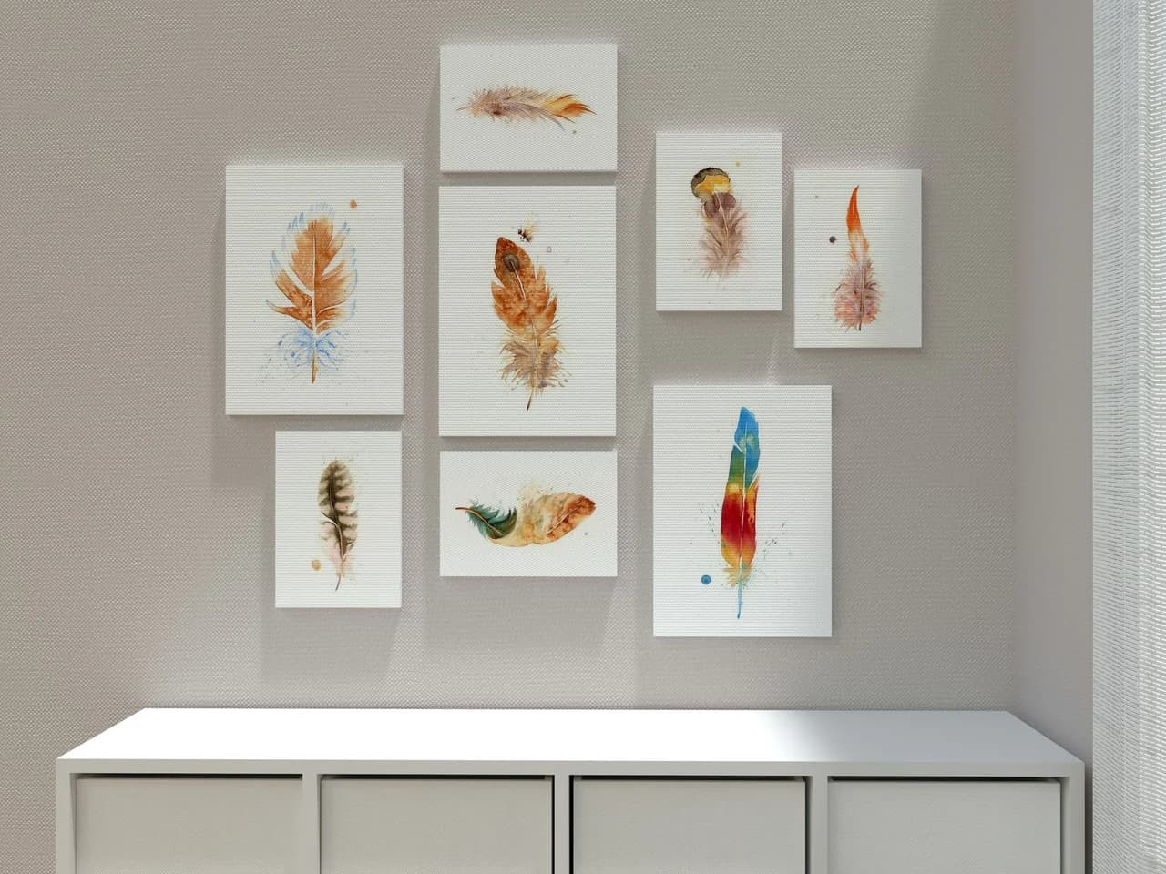 Macaw shown in a room setting