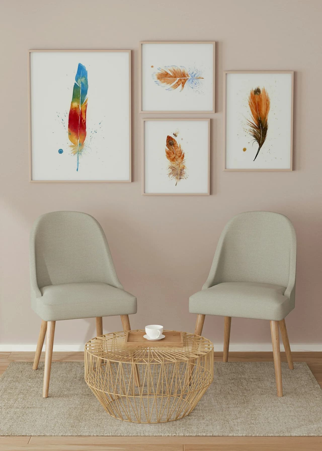 Macaw shown in a room setting