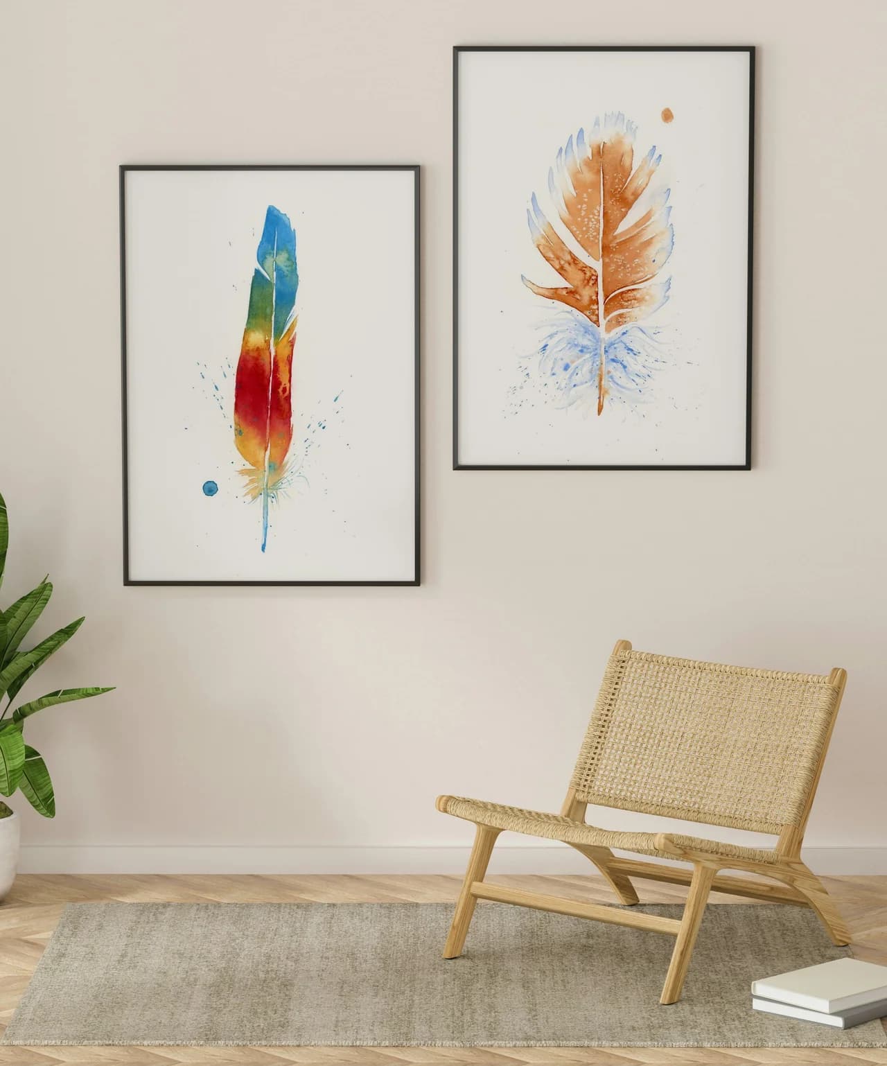 Macaw shown in a room setting