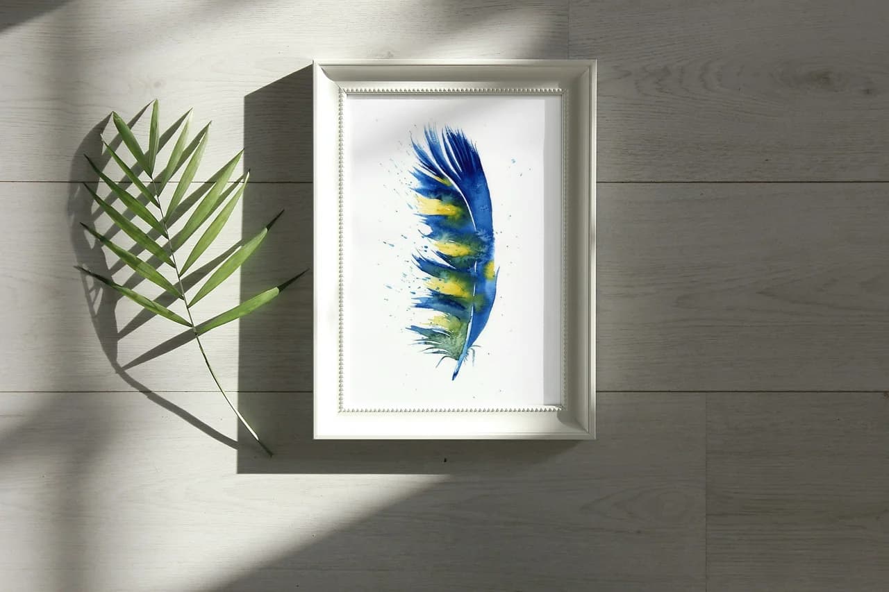 Macaw shown in a room setting