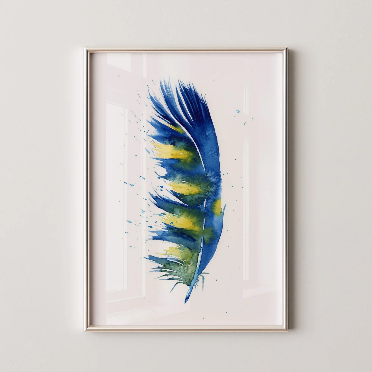 Macaw shown in a room setting