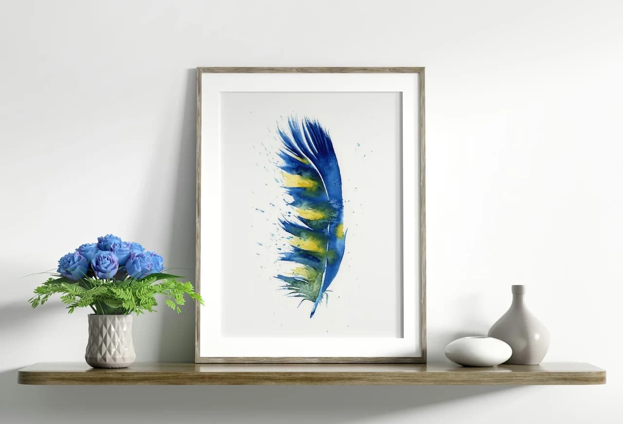 Macaw shown in a room setting
