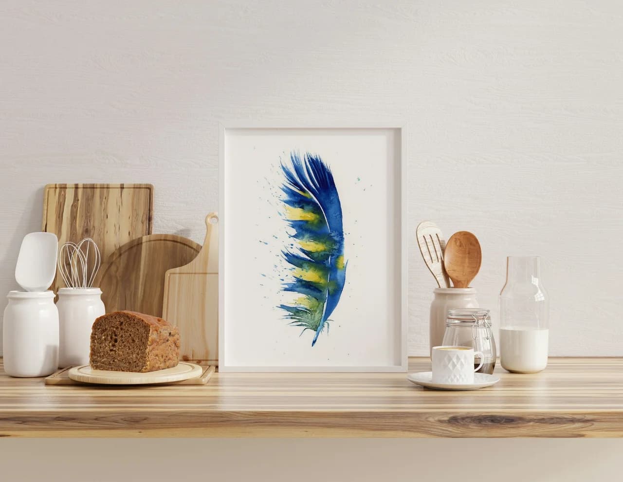 Macaw shown in a room setting