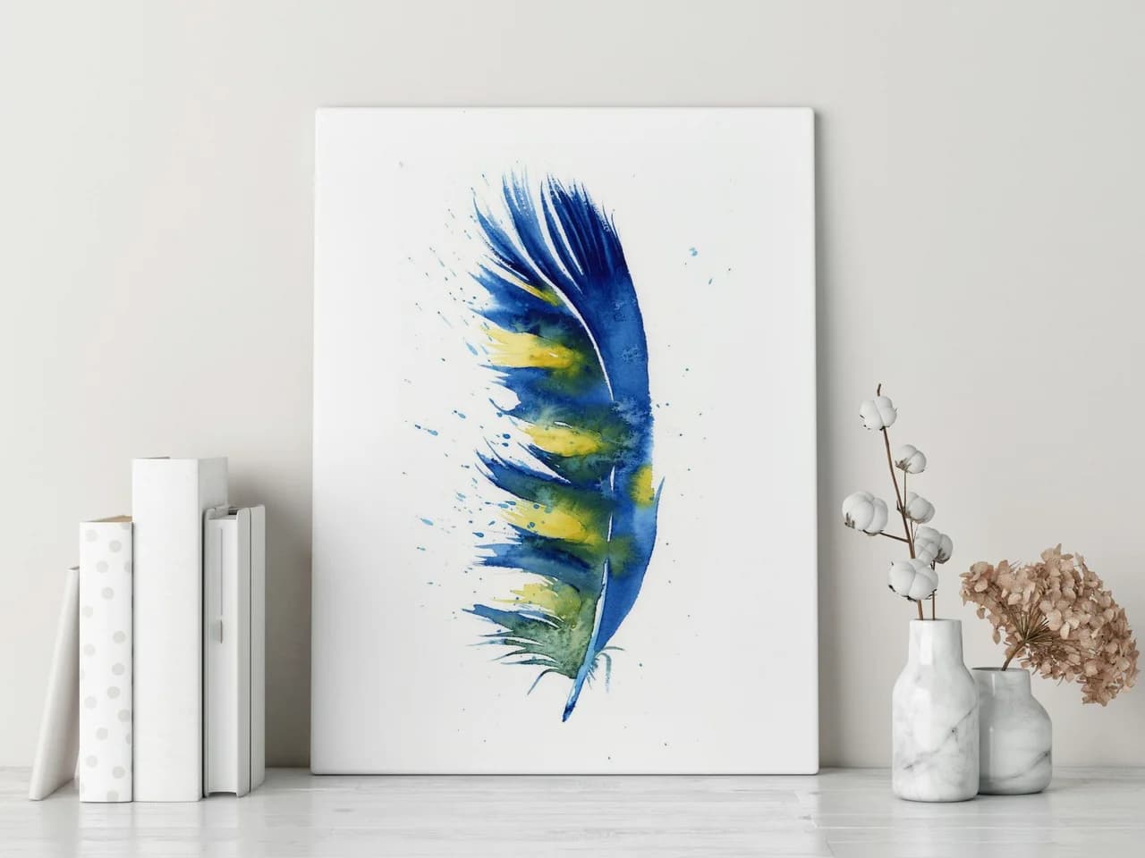Macaw shown in a room setting