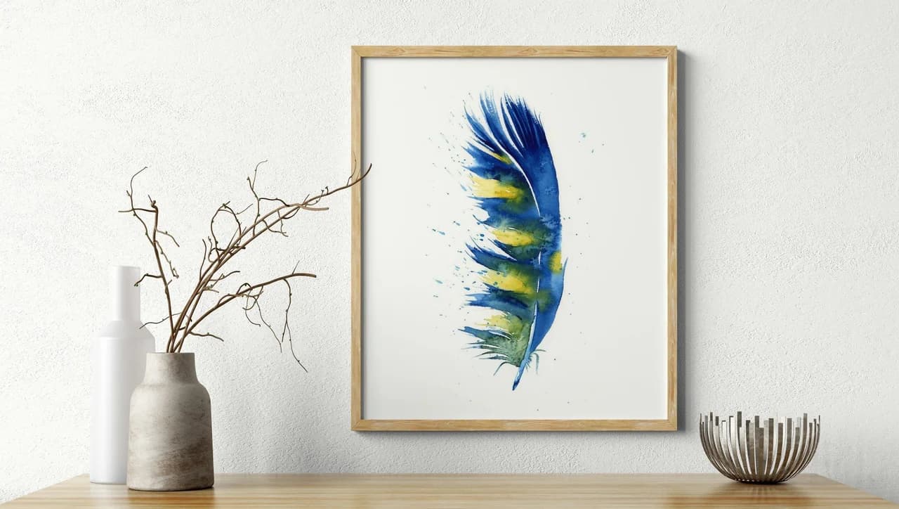 Macaw shown in a room setting