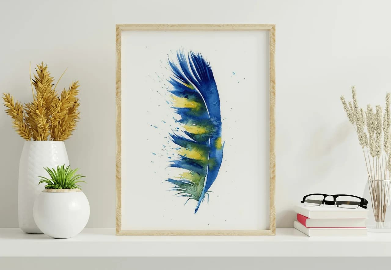 Macaw shown in a room setting