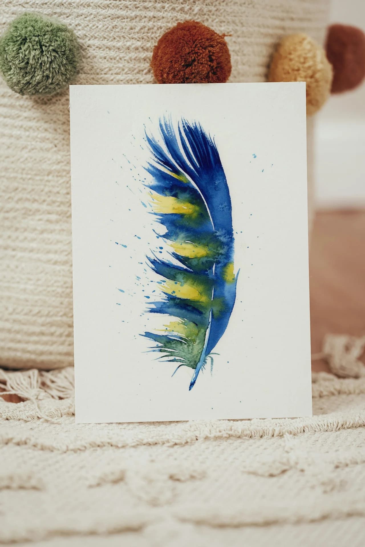 Macaw shown in a room setting