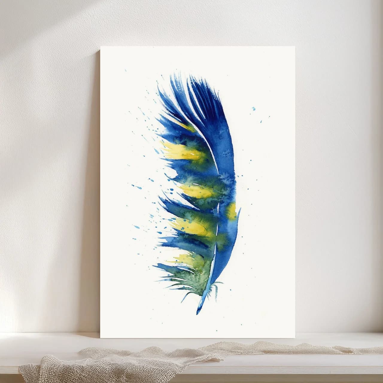 Macaw shown in a room setting