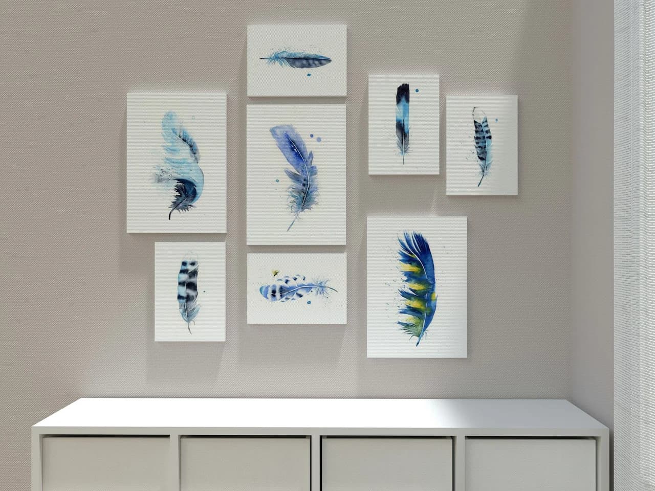 Macaw shown in a room setting