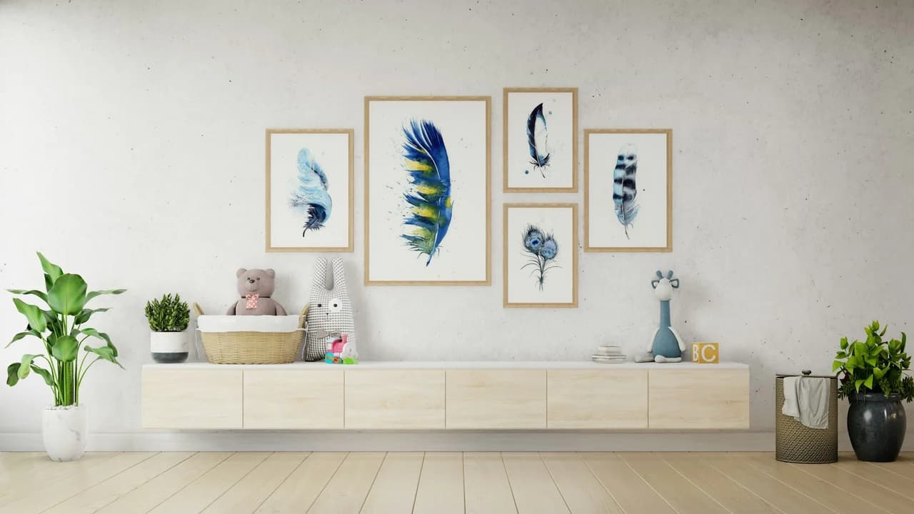 Macaw shown in a room setting