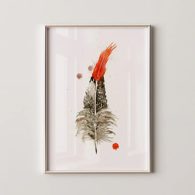 Northern Cardinal shown in a room setting