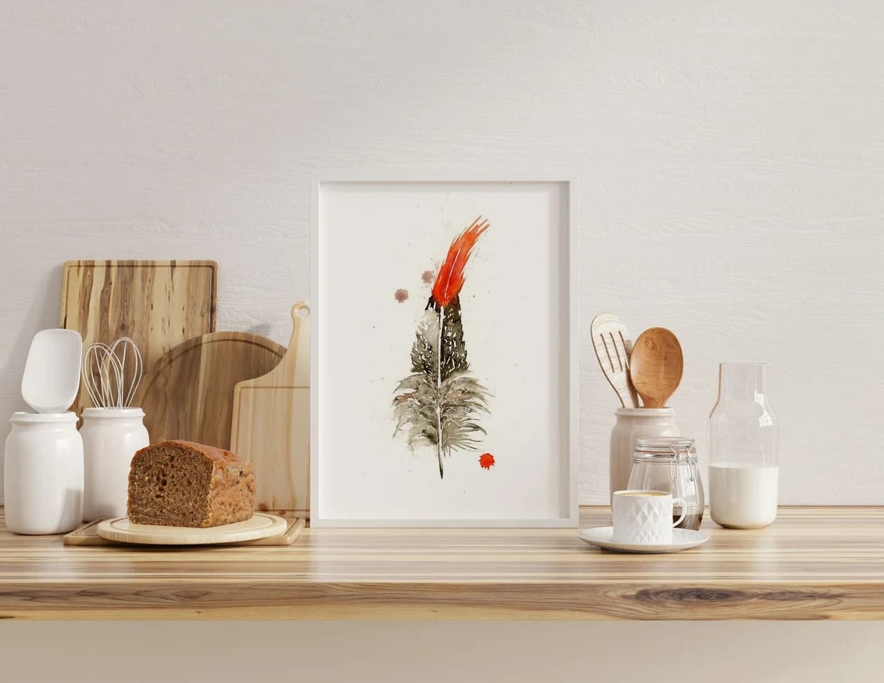 Northern Cardinal shown in a room setting