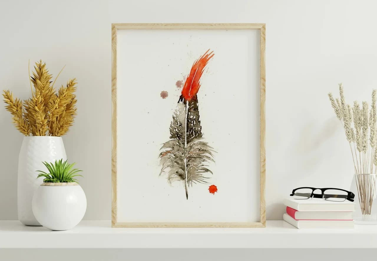 Northern Cardinal shown in a room setting