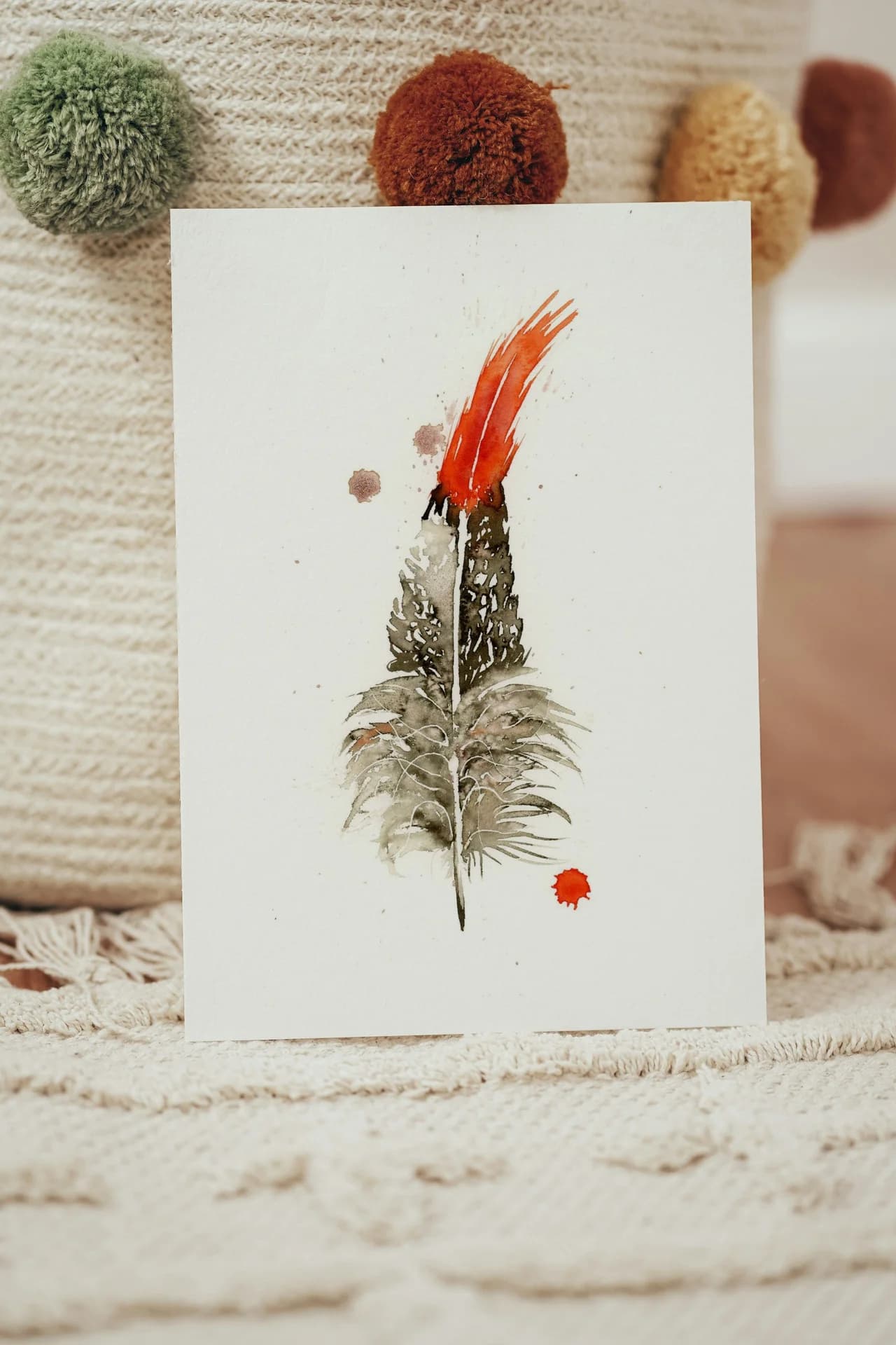 Northern Cardinal shown in a room setting