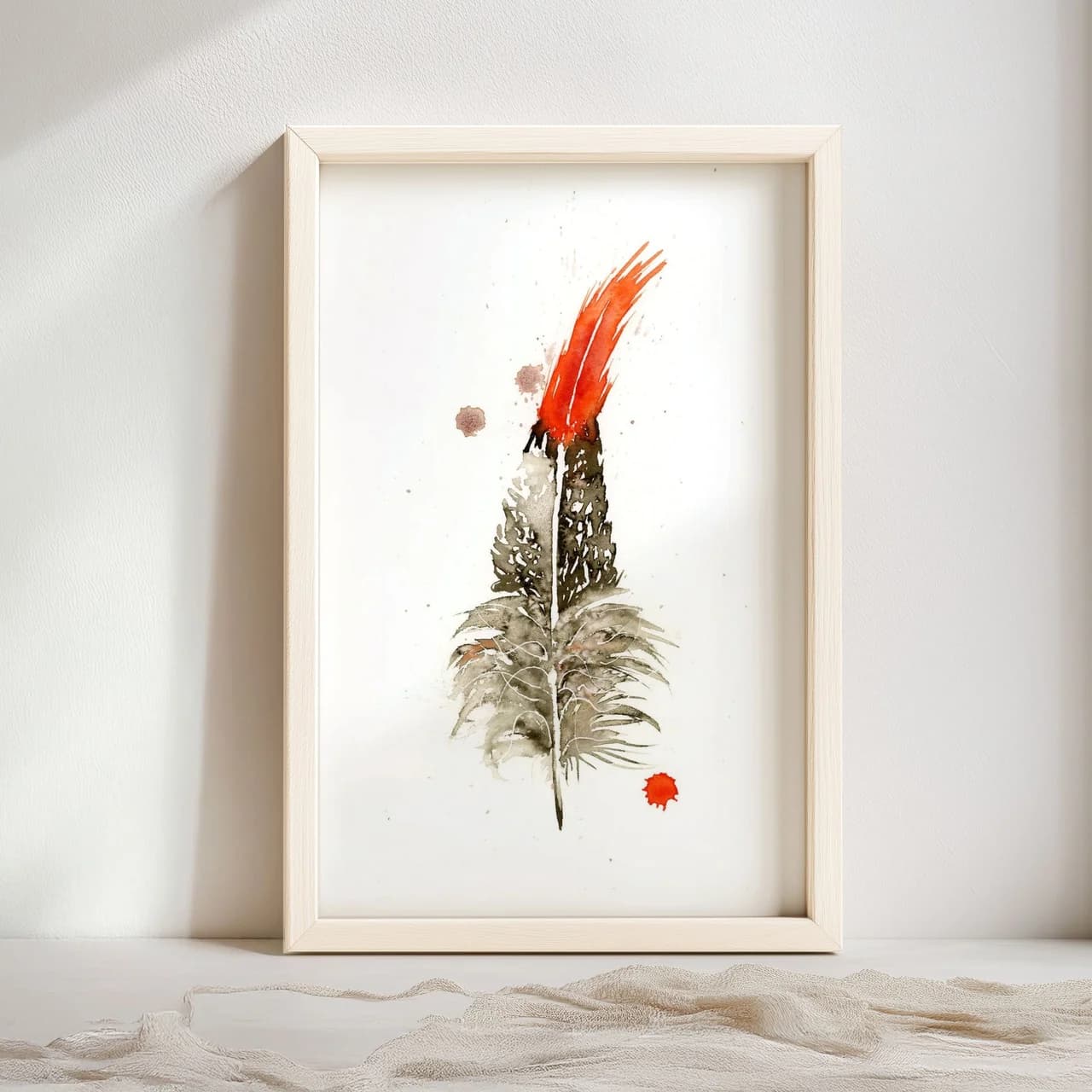 Northern Cardinal shown in a room setting