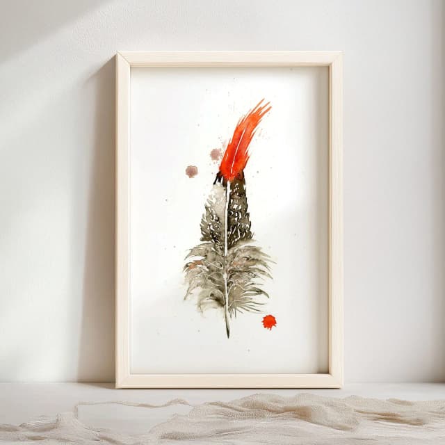 Northern Cardinal shown in a room setting