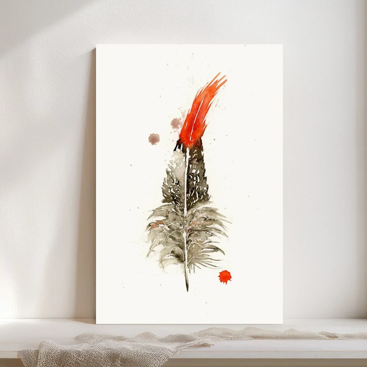Northern Cardinal shown in a room setting