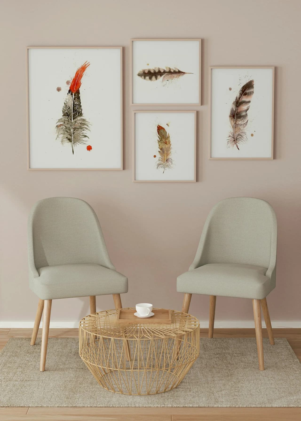 Northern Cardinal shown in a room setting