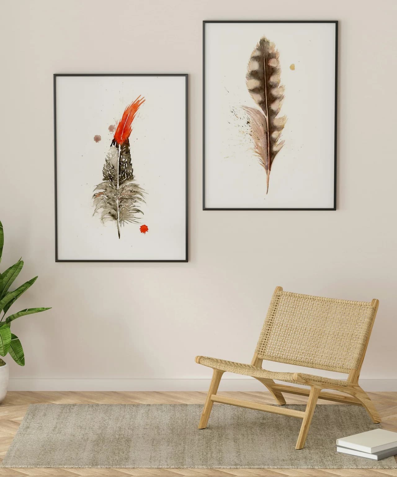 Northern Cardinal shown in a room setting