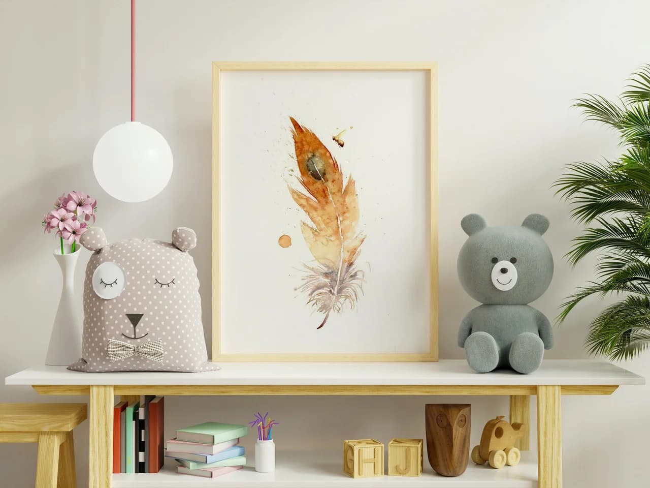Barn Owl shown in a room setting