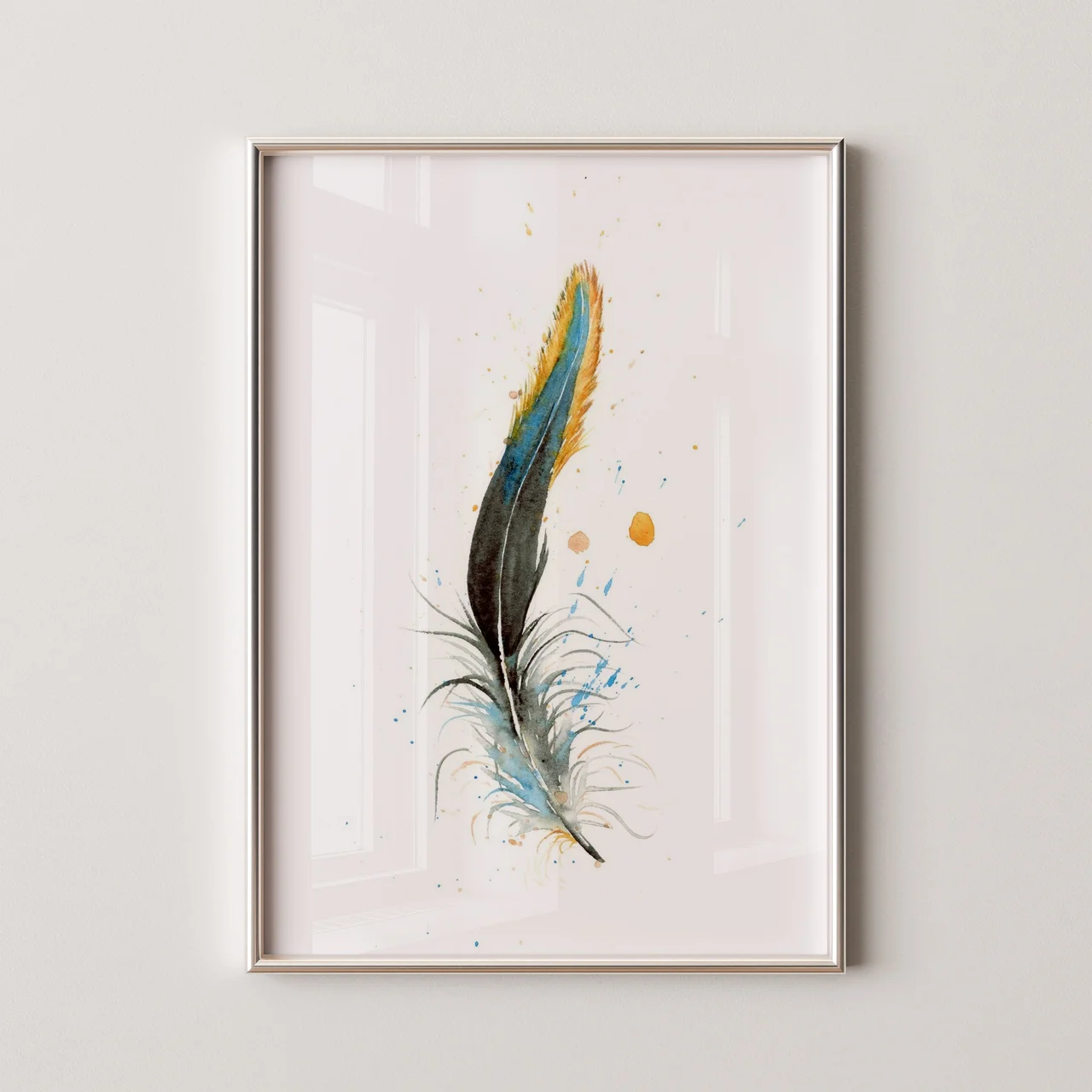 Black Red Furnace Rooster Hackle shown in a room setting