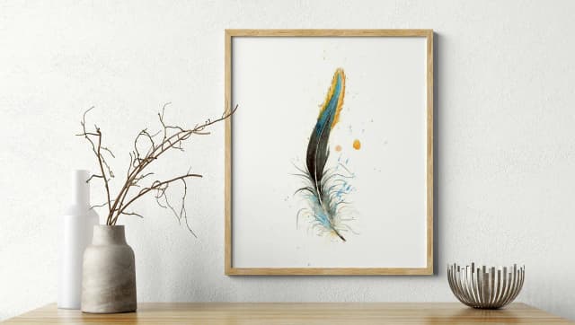 Black Red Furnace Rooster Hackle shown in a room setting