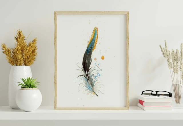 Black Red Furnace Rooster Hackle shown in a room setting