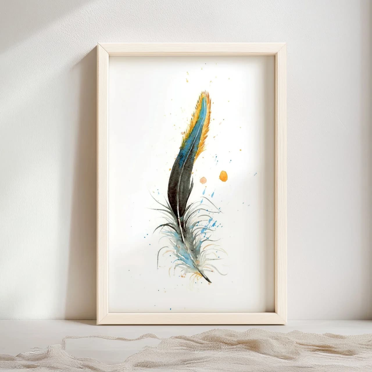 Black Red Furnace Rooster Hackle shown in a room setting