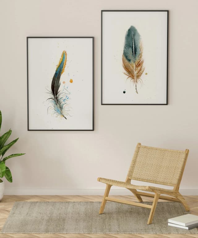 Black Red Furnace Rooster Hackle shown in a room setting