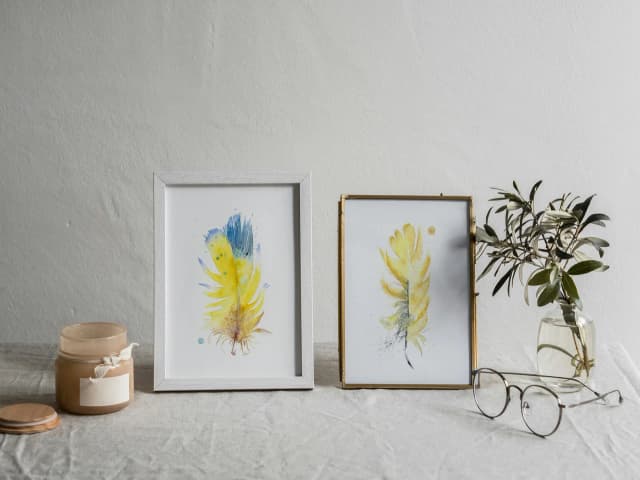 Blue-and-yellow Macaw shown in a room setting